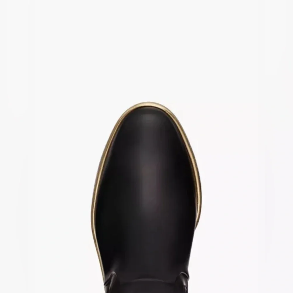 NEW Kate Spade New York Women's Black Gold Rubber Rain Bootie Size 7